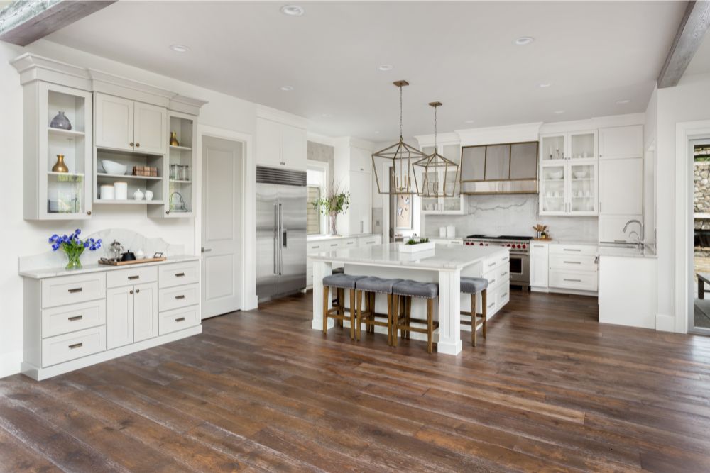 Lavish white kitchen interior | Baker Valley Floors